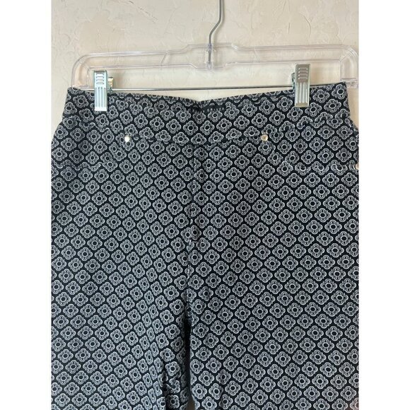Susan Graver Weekend Novelty Print Navy White Sz XS Pull On Pant Stretchy Elasti - Picture 2 of 7